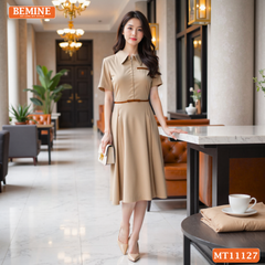 Đầm thiết kế BEMINE cổ đức khóa kéo trước dáng chữ A MT11127