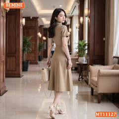 Đầm thiết kế BEMINE cổ đức khóa kéo trước dáng chữ A MT11127