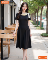 Đầm thiết kế BEMINE cổ tròn nơ vai dáng chữ A MT11143