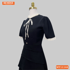 Đầm thiết kế BEMINE cổ trụ xếp ly dáng chữ A MT11144