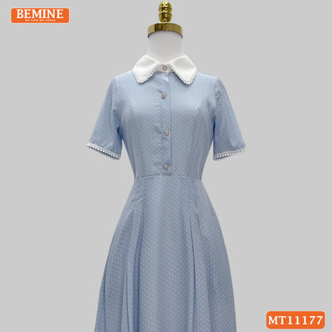 Đầm thiết kế BEMINE cổ đức viền ren dáng chữ A MT11177