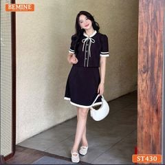 Set thiết kế BEMINE áo có cúc chân váy dáng chữ A ST430