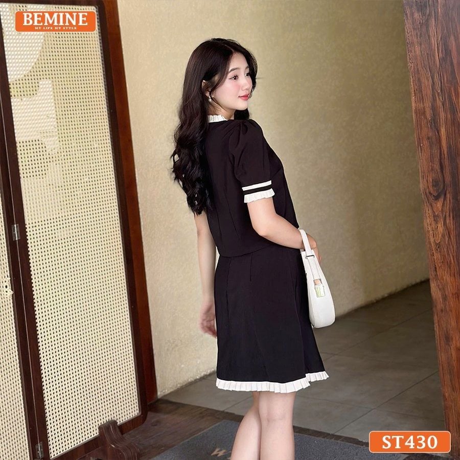 Set thiết kế BEMINE áo có cúc chân váy dáng chữ A ST430