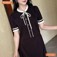 Set thiết kế BEMINE áo có cúc chân váy dáng chữ A ST430