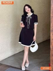 Set thiết kế BEMINE áo có cúc chân váy dáng chữ A ST430