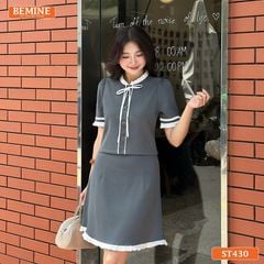 Set thiết kế BEMINE áo có cúc chân váy dáng chữ A ST430