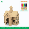  MFK07D - Nhà giấy lắp ráp bằng carton - Ngôi nhà 4 - 19x14x25 cm 