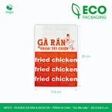  MFT21F - Túi giấy đựng gà rán & khoai tây chiên - Trắng - In cam - "Gà đầu bếp" - 20x13.5x5.5 cm 