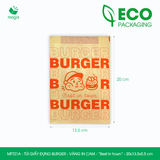  MFT21A - Túi giấy đựng burger - Vàng - In cam - "Best in town" - 20x13.5x5.5 cm 
