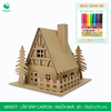  MFK07T - Nhà giấy lắp ráp bằng carton - Mẫu 20 - 19x21x19 cm 