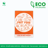  MFT21G - Túi giấy đựng fastfood - Trắng - In cam - "Eat and Smile" - 20x13.5x5.5 cm 