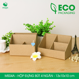  MS04A - Hộp đựng bút 4 ngăn lắp ráp bằng giấy carton - 13x10x10 cm 