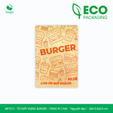  MFT21C - Túi giấy đựng burger - Vàng - In cam - "Nguyên liệu" - 20x13.5x5.5 cm 