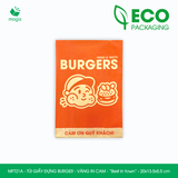  MFT21A - Túi giấy đựng burger - Vàng - In cam - "Best in town" - 20x13.5x5.5 cm 