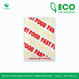  MFT21H - Túi giấy đựng fastfood - Trắng - In đỏ & vàng - "Yummy" - 20x13.5x5.5 cm 