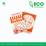  MFT21G - Túi giấy đựng fastfood - Trắng - In cam - "Eat and Smile" - 20x13.5x5.5 cm 
