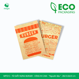  MFT21C - Túi giấy đựng burger - Vàng - In cam - "Nguyên liệu" - 20x13.5x5.5 cm 