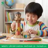  MFK07V - Nhà giấy lắp ráp bằng carton - Mẫu 22 - 19x10x29 cm 