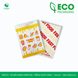  MFT21H - Túi giấy đựng fastfood - Trắng - In đỏ & vàng - "Yummy" - 20x13.5x5.5 cm 