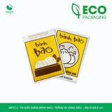  MFT21J - Túi giấy đựng bánh bao - Trắng - In vàng & nâu - 20x13.5x5.5 cm 