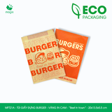  MFT21A - Túi giấy đựng burger - Vàng - In cam - "Best in town" - 20x13.5x5.5 cm 