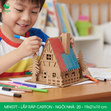  MFK07T - Nhà giấy lắp ráp bằng carton - Mẫu 20 - 19x21x19 cm 
