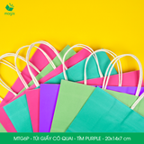  MTG6P - 20x14x7 cm - Túi giấy có quai màu tím purple 