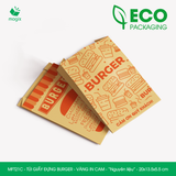  MFT21C - Túi giấy đựng burger - Vàng - In cam - "Nguyên liệu" - 20x13.5x5.5 cm 