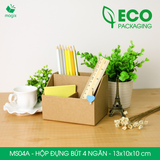  MS04A - Hộp đựng bút 4 ngăn lắp ráp bằng giấy carton - 13x10x10 cm 
