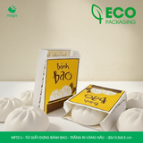  MFT21J - Túi giấy đựng bánh bao - Trắng - In vàng & nâu - 20x13.5x5.5 cm 