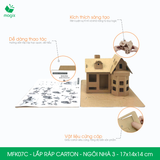  MFK07C - Nhà giấy lắp ráp bằng carton - Ngôi nhà 3 - 17x14x14 cm 
