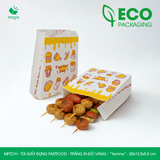  MFT21H - Túi giấy đựng fastfood - Trắng - In đỏ & vàng - "Yummy" - 20x13.5x5.5 cm 