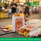  MFT21E - Túi giấy đựng gà rán & khoai tây chiên - Trắng - In cam & đen - "Hộp gà rán" - 20x13.5x5.5 cm 