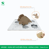  MFK08D - Đựng bút & kệ điện thoại lắp ráp carton - Khủng long - 15x6x10 cm 