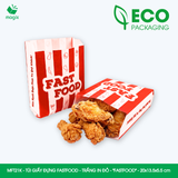  MFT21K - Combo 100 túi giấy đựng fastfood - Trắng - In đỏ - "FASTFOOD" - 20x13.5x5.5 cm 