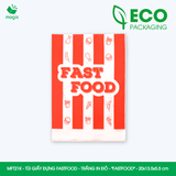  MFT21K - Combo 100 túi giấy đựng fastfood - Trắng - In đỏ - "FASTFOOD" - 20x13.5x5.5 cm 