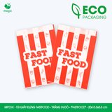  MFT21K - Combo 100 túi giấy đựng fastfood - Trắng - In đỏ - "FASTFOOD" - 20x13.5x5.5 cm 