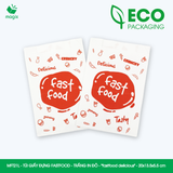  MFT21L - Combo 100 túi giấy đựng fastfood - Trắng - In đỏ - "fastfood delicious" - 20x13.5x5.5 cm 