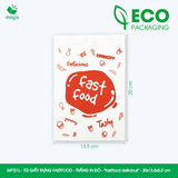  MFT21L - Combo 100 túi giấy đựng fastfood - Trắng - In đỏ - "fastfood delicious" - 20x13.5x5.5 cm 