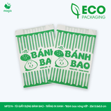  MFT21N - Combo 100 túi giấy đựng bánh bao - Trắng - In xanh - "Bánh bao nóng hổi" - 20x13.5x5.5 cm 