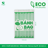  MFT21N - Combo 100 túi giấy đựng bánh bao - Trắng - In xanh - "Bánh bao nóng hổi" - 20x13.5x5.5 cm 