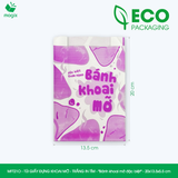  MFT21O - Combo 100 túi giấy đựng bánh khoai mỡ - Trắng - In tím - "Bánh khoai mỡ đặc biệt" - 20x13.5x5.5 cm 