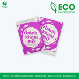  MFT21P - Combo 100 túi giấy đựng bánh khoai mỡ - Trắng - In tím - "Bánh khoai mỡ" - 20x13.5x5.5 cm 