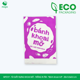  MFT21P - Combo 100 túi giấy đựng bánh khoai mỡ - Trắng - In tím - "Bánh khoai mỡ" - 20x13.5x5.5 cm 