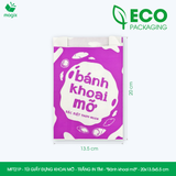  MFT21P - Combo 100 túi giấy đựng bánh khoai mỡ - Trắng - In tím - "Bánh khoai mỡ" - 20x13.5x5.5 cm 