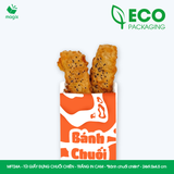  MFT24A - Combo 100 túi giấy đựng chuối chiên - Trắng - In cam - "Bánh chuối chiên" - 24x9.5x4.5 cm 