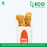  MFT24B - Combo 100 túi giấy đựng chuối chiên - Trắng - In cam - "Bánh chuối" - 24x9.5x4.5 cm 