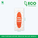 MFT24B - Combo 100 túi giấy đựng chuối chiên - Trắng - In cam - "Bánh chuối" - 24x9.5x4.5 cm 