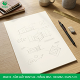  MGK1K - Combo 100 tấm giấy Kraft - Khổ A4 - Trắng kem - 21x29.7 cm 