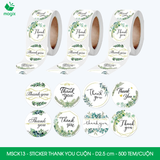  MSCK13 - 1 Cuộn Sticker Thank You tròn - Nhiều thiết kế - 2.5cm - [500 tem/cuộn] 